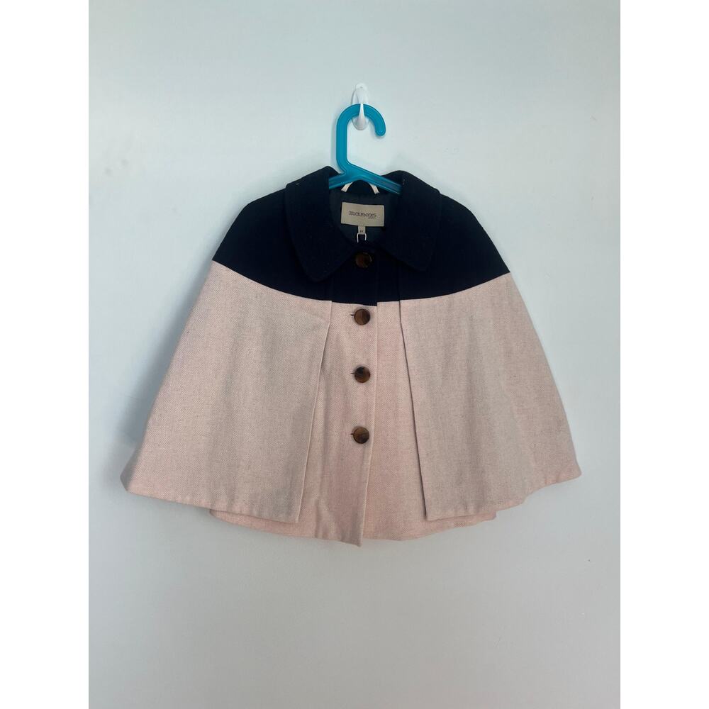 Hucklebones London Girls Cape Coat 6Y Pink Navy Wool‎ Blend NWT Winter Outerwear